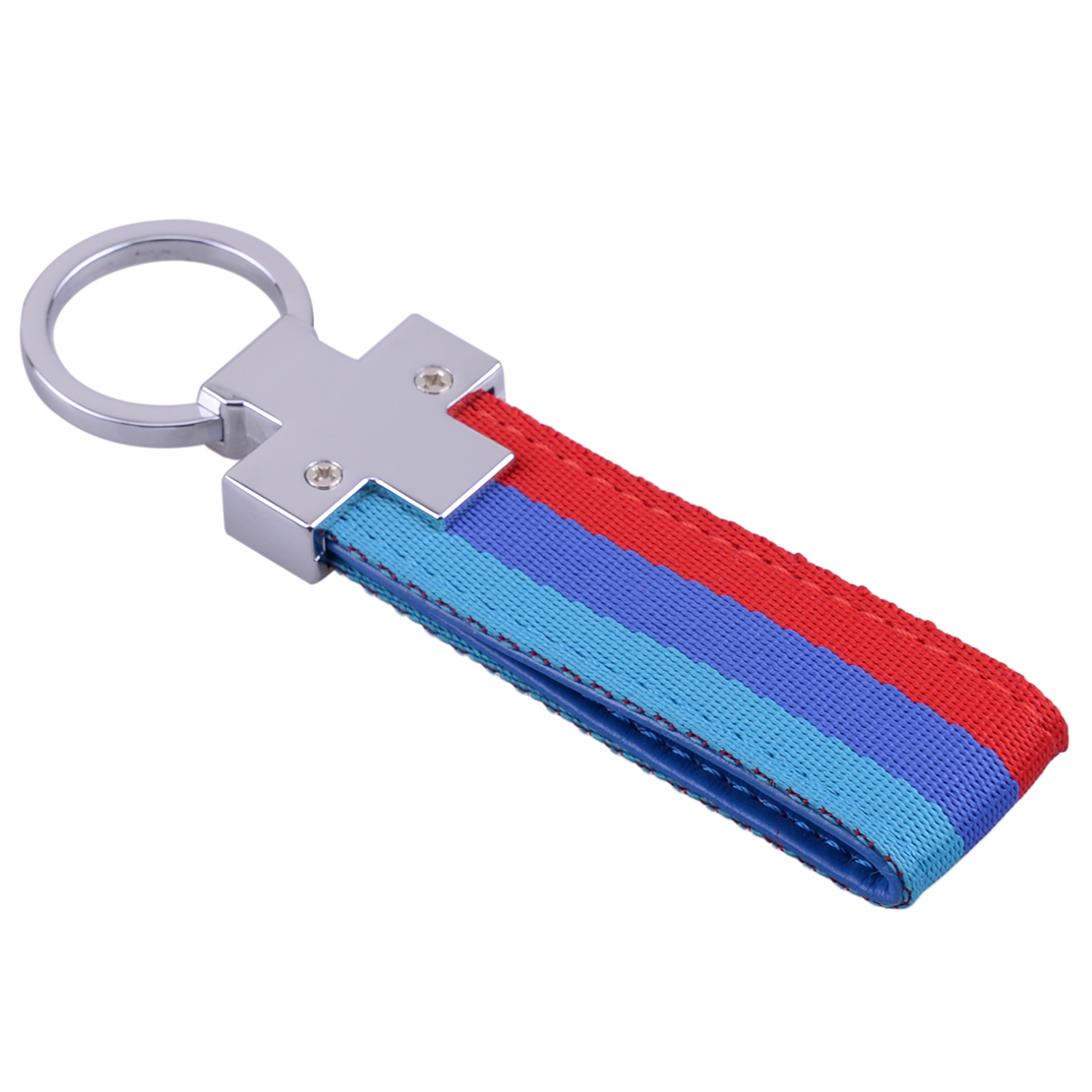 4-color Stripe Nylon Band w/Inner Leather Key Chain Strap Trim Decal 