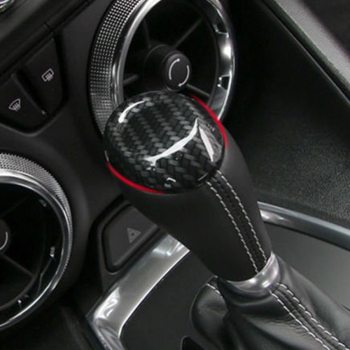 Image of Kohlefaser Schaltknauf Panel Trim Shift Abdeckungs für Chevrolet Camaro 16 17 18