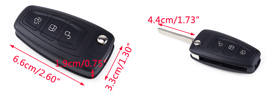 Flip Key Cover/Remote Case For Ford Fiesta, Mondeo, Focus Titanium - 3 Button
