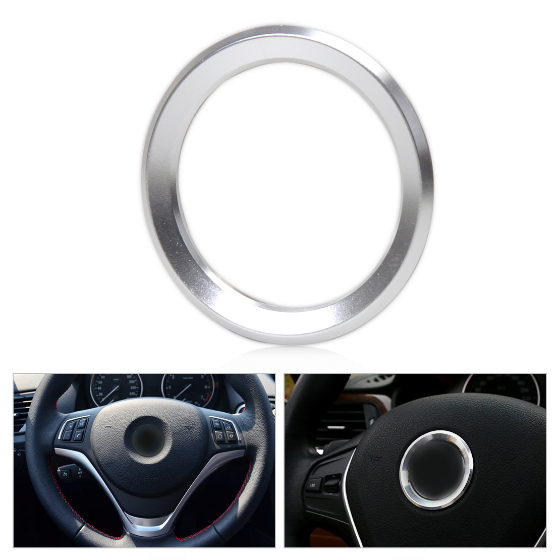 Silber Lenkrad Rahmen Emblem Chrome Fit für BMW 1 3 4 5 7 er M3 M5 GT3 GT5 X1 X3 