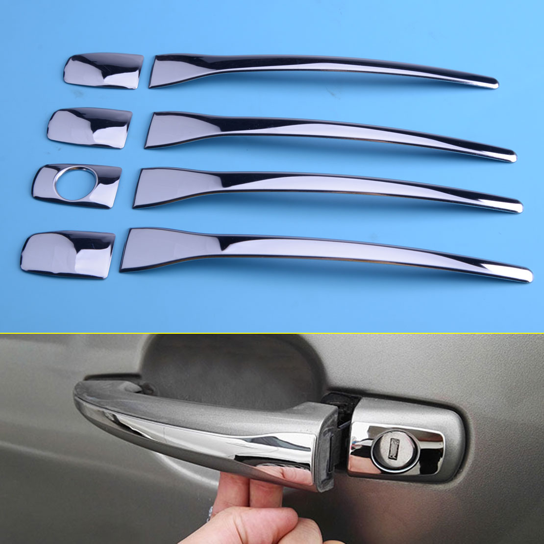 ABS Chrome Outer Door Handle Cover Trim For Peugeot 2008 2014 Car Styling 8PCS//SET