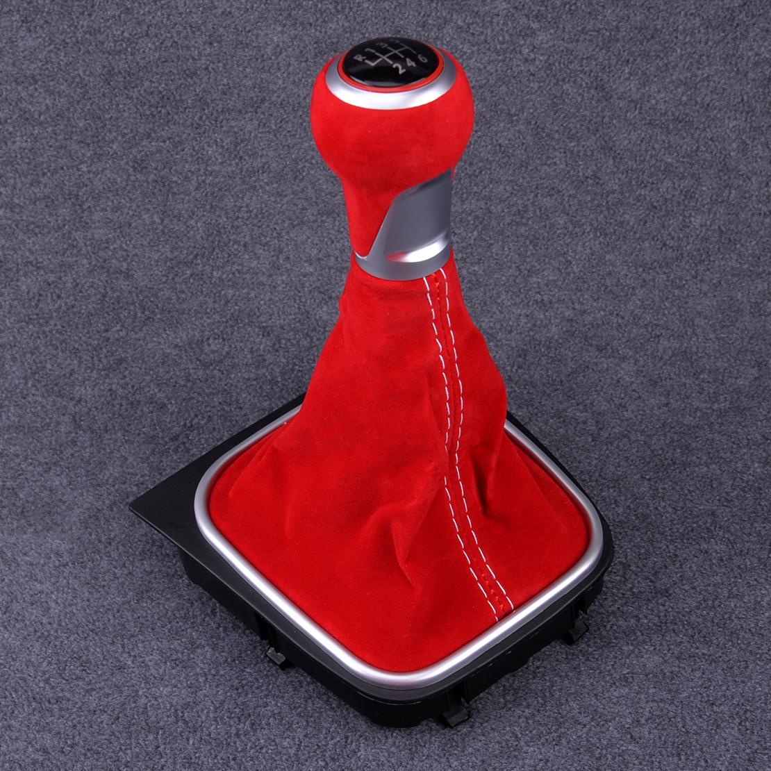 Suede Leather 6 Speed Gear Shift Knob Fit For VW Golf MK5 MK6 R32 GTI