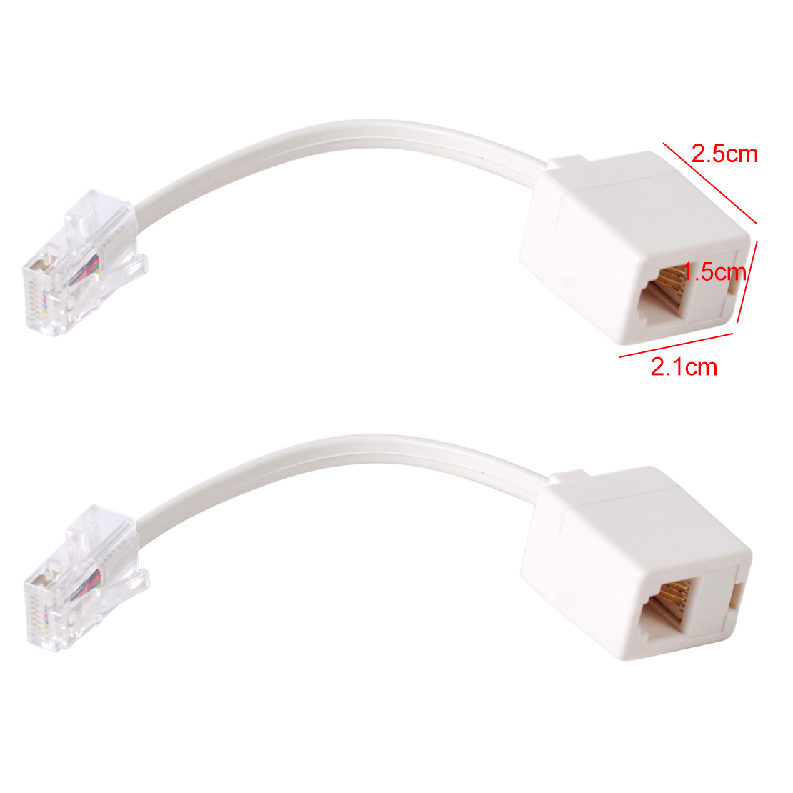 2X Telefon Modem Kabel RJ11 6P4C auf RJ45 8P4C Male Plug Adapter