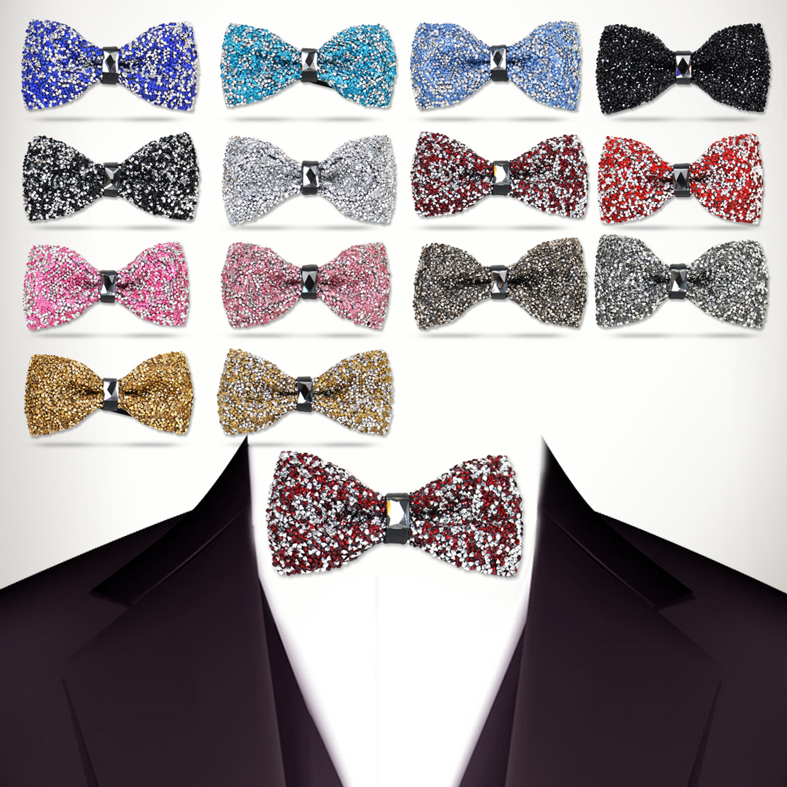 Adjustable Men Boy Stylish Tie Glitter Crystal Rhinestone Sparkle ...