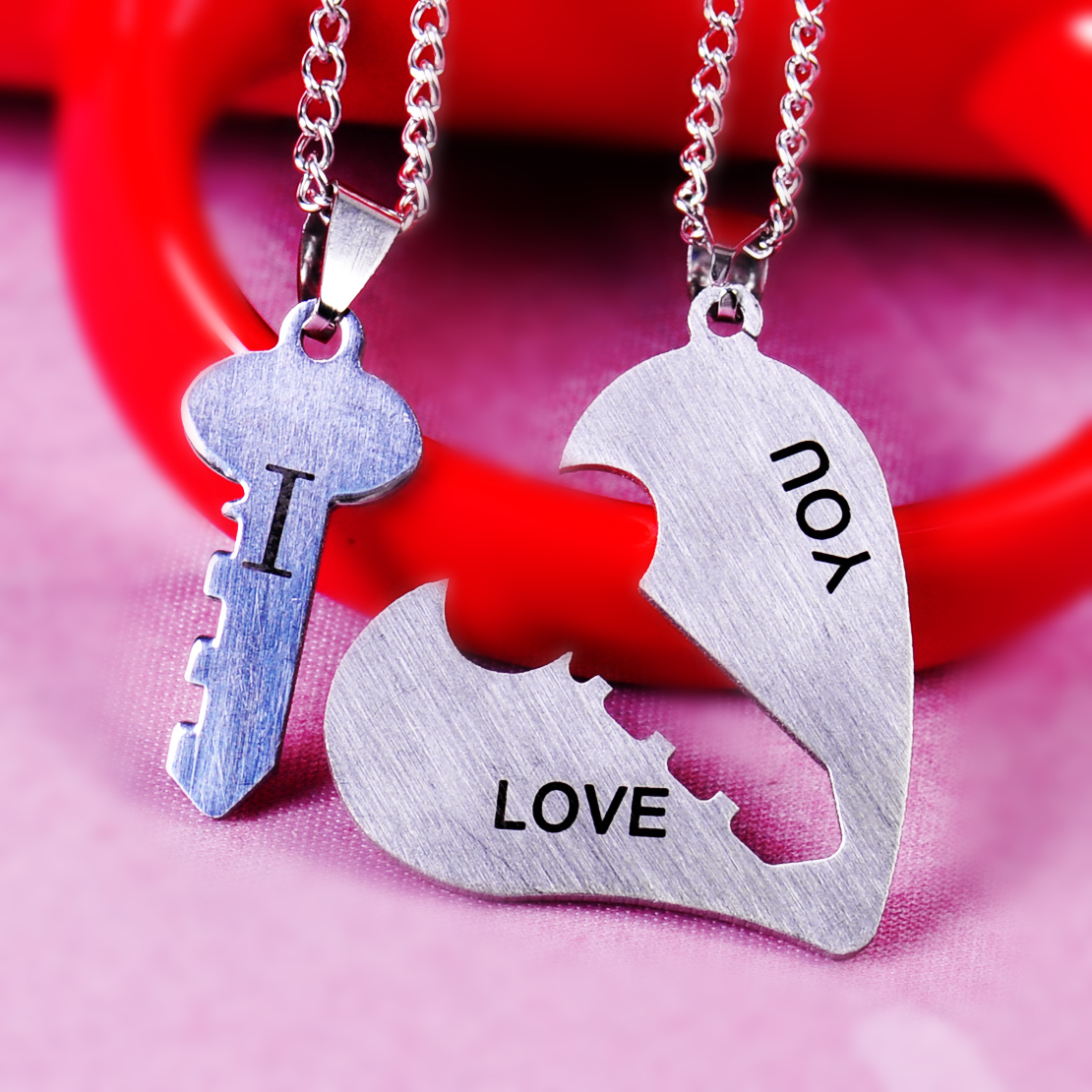 Pair Steel I Love You Heart Lock Key His Hers Lover Couple ...