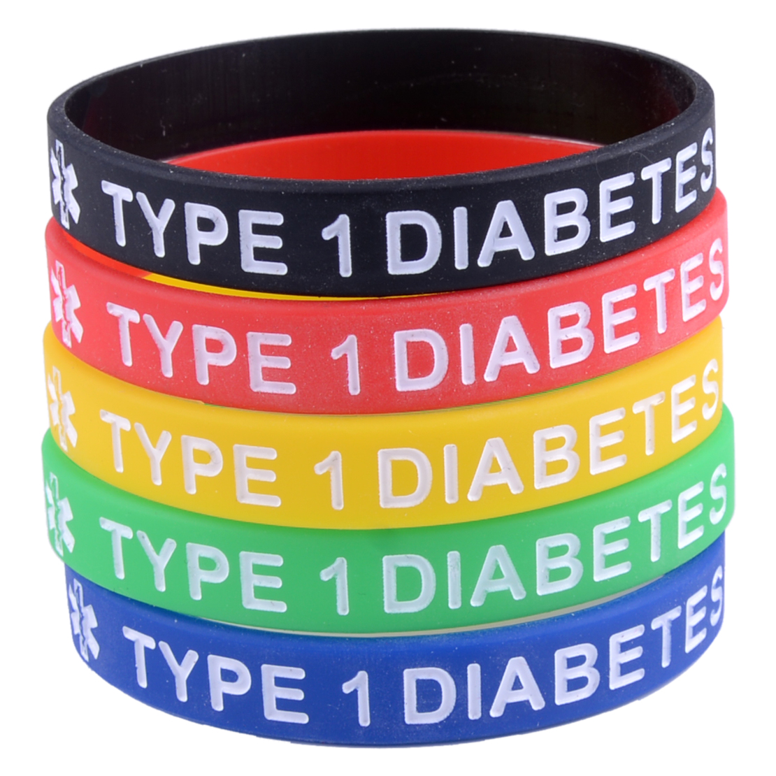 5pc Emergency Diabetes Medical Alert Silicone Bracelet Wristband ...